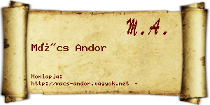 Mács Andor névjegykártya