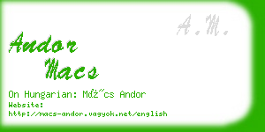 andor macs business card